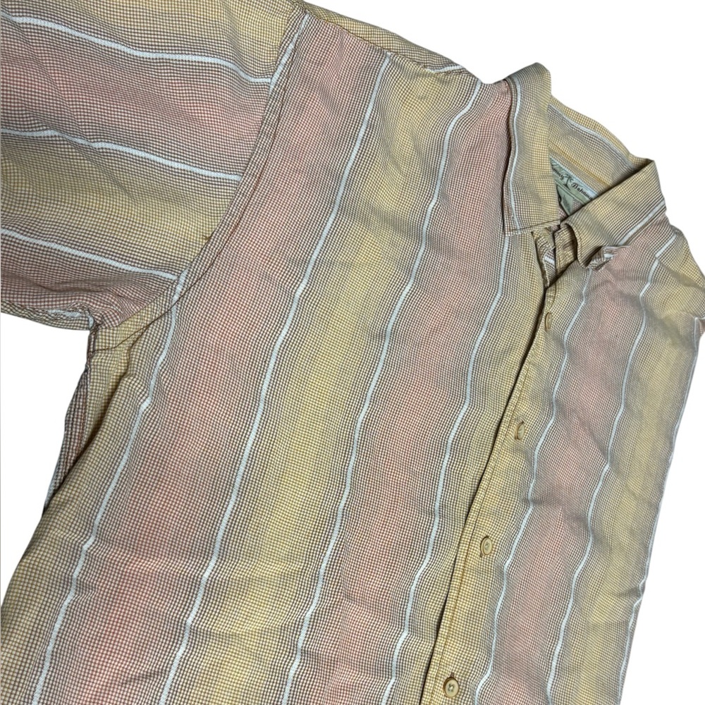 Tommy Bahama Retro Resort Shirt Striped Bowling Men's L Tencel Lyocell Checkered